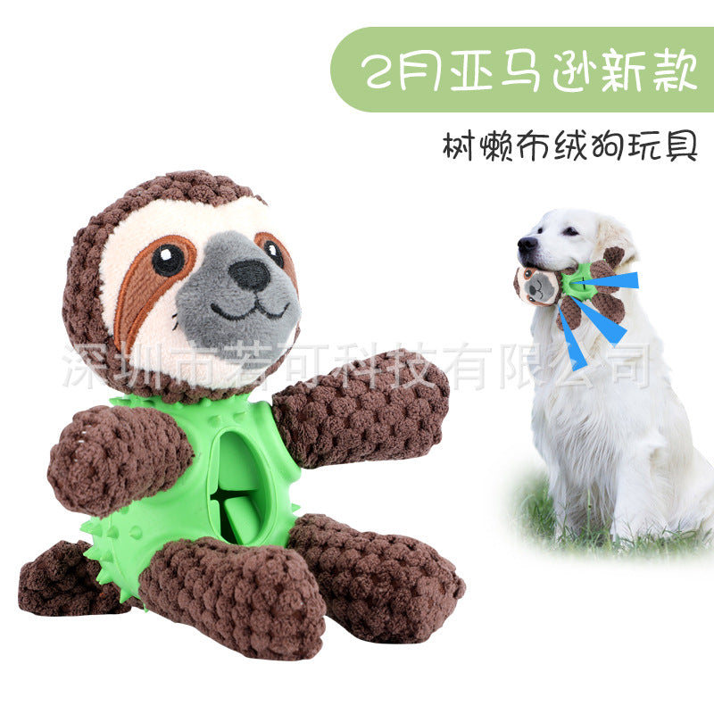 2022 Amazon new sloth plush dog toy educational food leakage sound teeth cleaning interactive companion pet supplies