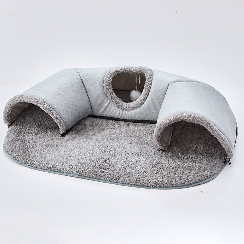 Popular autumn and winter cat nest tunnel hide and seek play sleep all-in-one multifunctional cat toy warm mat pet nest