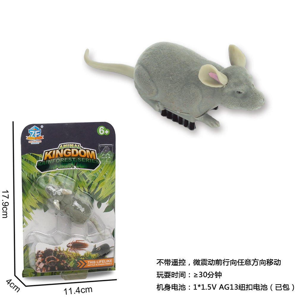 Flocking remote control mouse electric prank animal model children's pet toy to tease dogs and cats interactive products