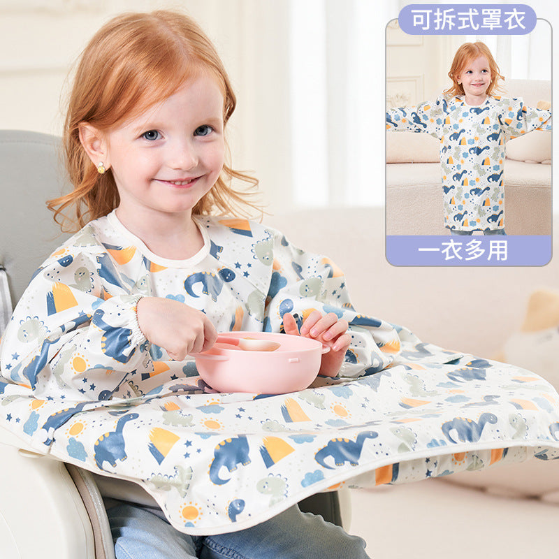 Baby eating one-piece dining chair cover children's independent eating full-cover rice pocket bib clothes baby food waterproof