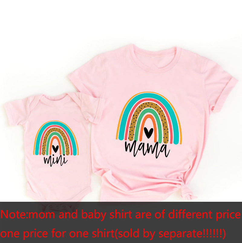 Parent-child summer clothes for a family of three 2022 new pure cotton baby mother and daughter clothes baby fart clothes family clothes T-shirt