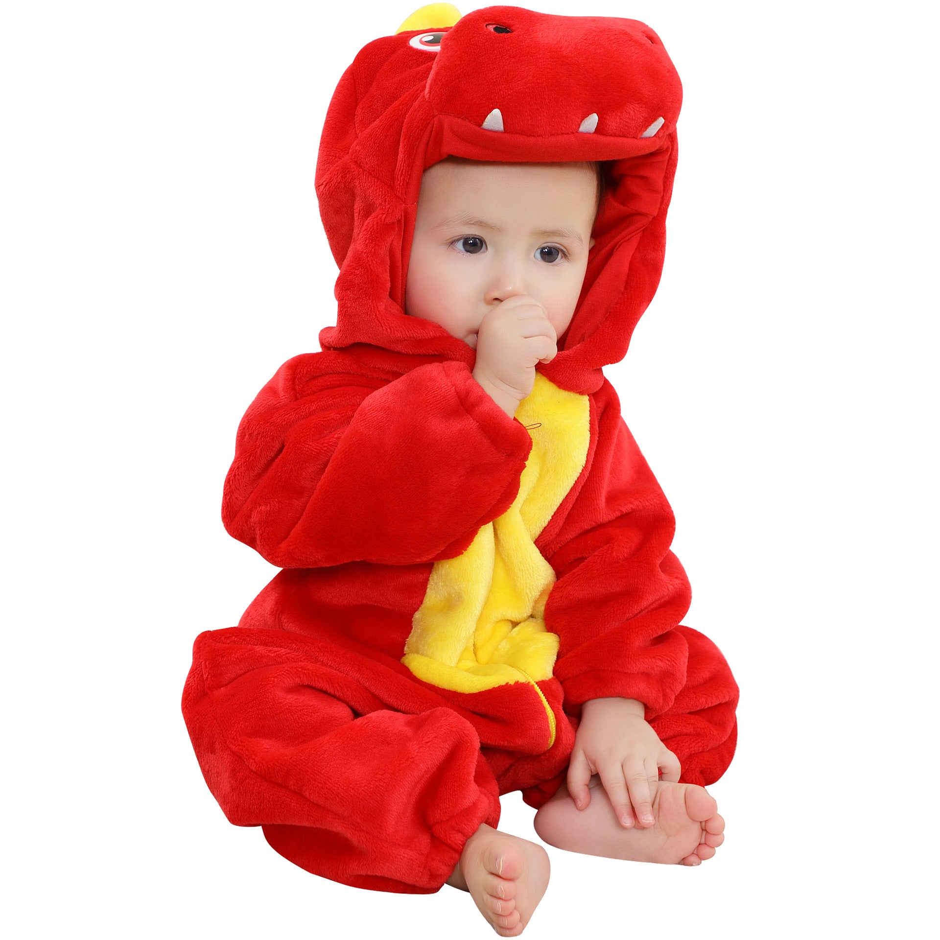 michley new children's flannel crawling clothes infant jumpsuit baby pajamas cross-border dinosaur jumpsuit