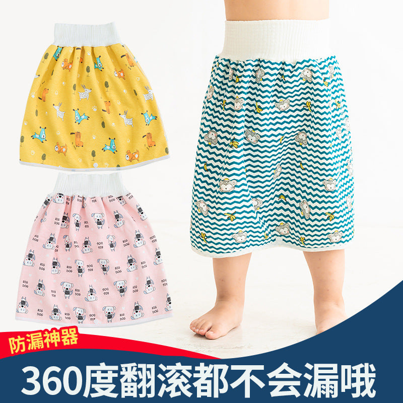 Baby diaper skirt, diaper-proof training pants, waterproof and leak-proof, washable diaper pocket, baby night pee artifact