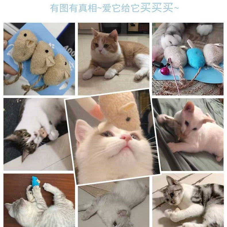 Cat Toys Simulation Plush Mouse Three-Piece Combination Kitten Toy Catnip Cat Amusement Pet Supplies