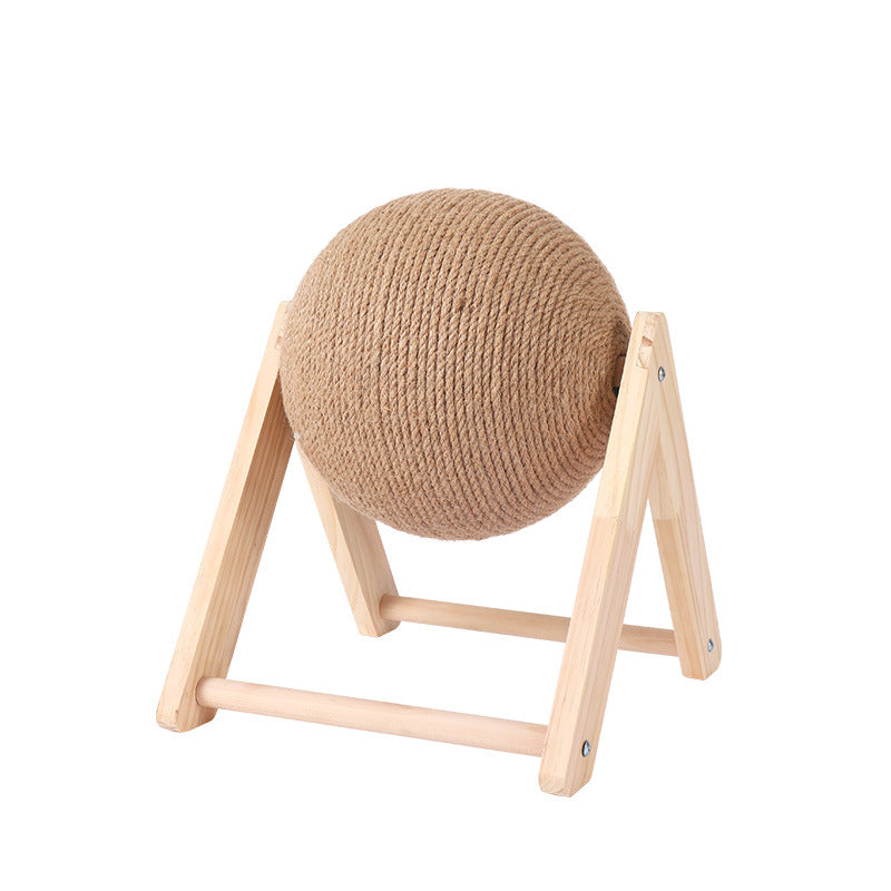 Cat scratching board cat toy wooden cat scratching ball grinding claw hand wrapped sisal rope cat climbing frame durable cat scratching column pet supplies