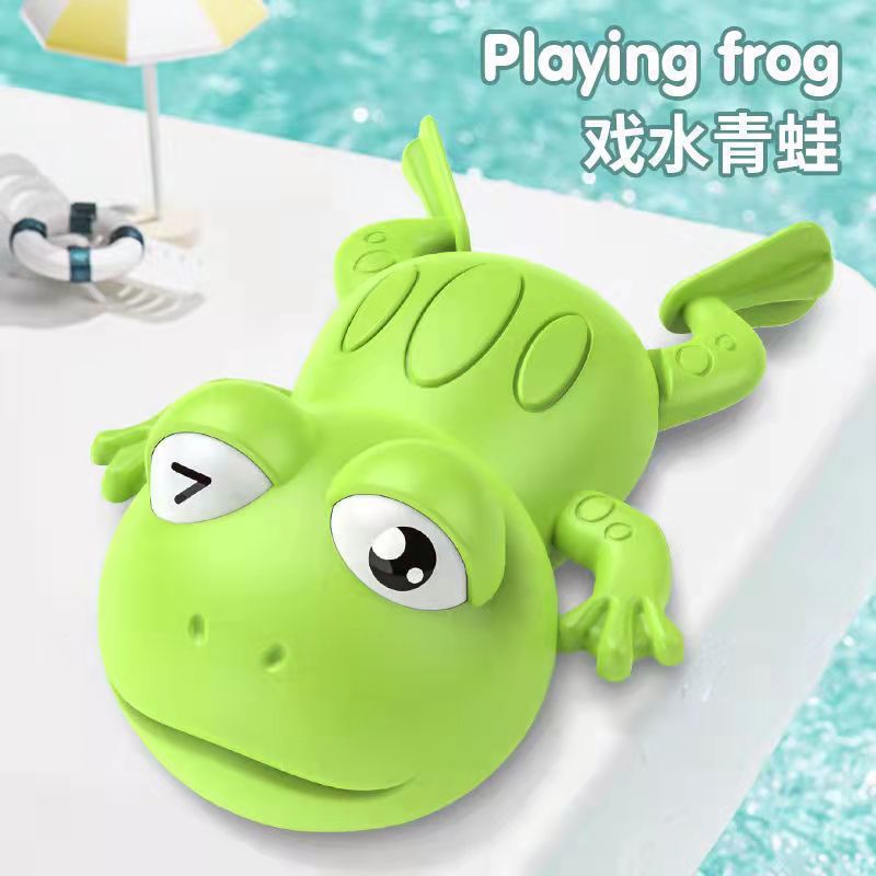 Douyin hot selling children's bathroom water swimming little penguin crab chain cool swim baby bath water toys