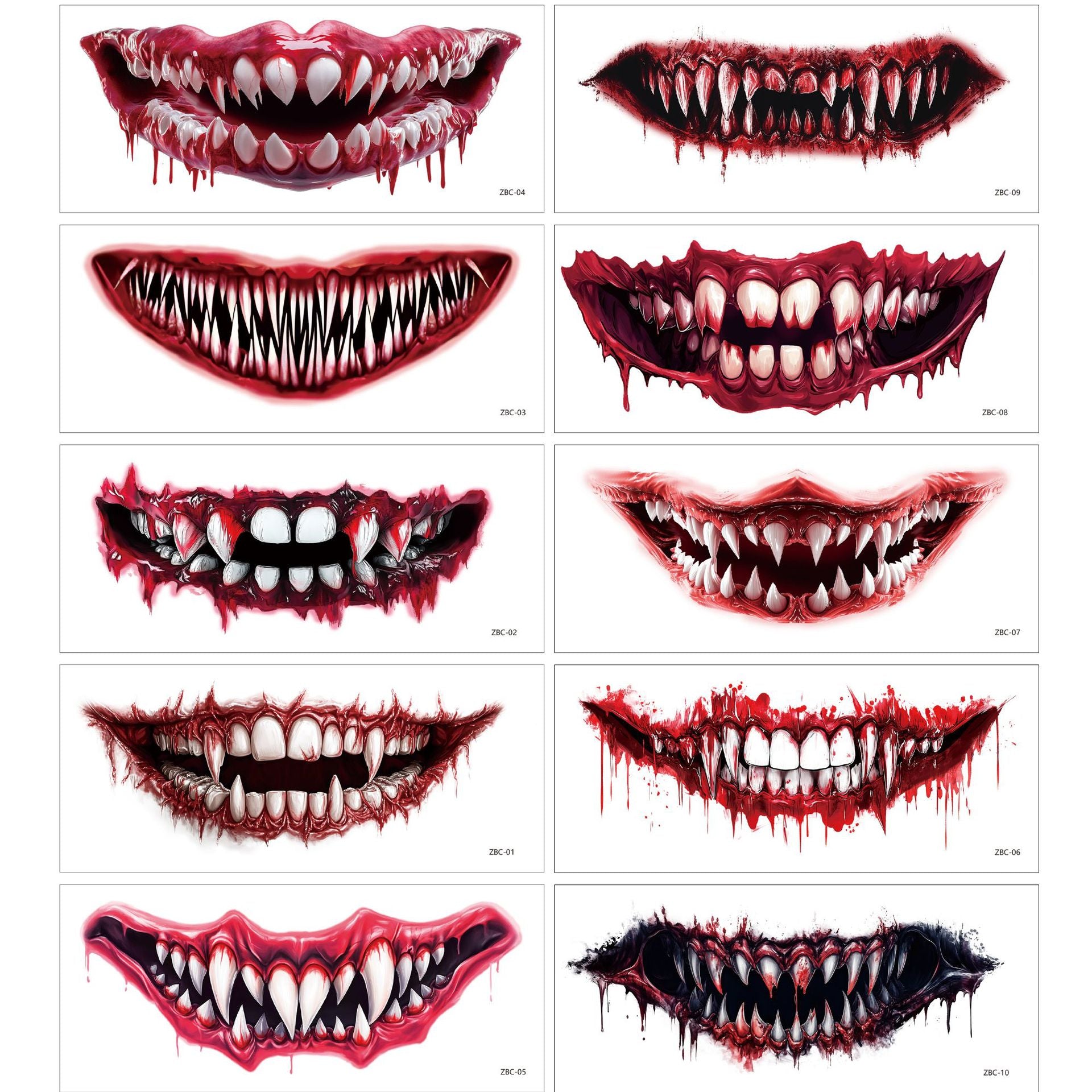 New foreign trade Halloween mouth tattoo stickers party horror makeup horror funny lip makeup DIY mouth stickers