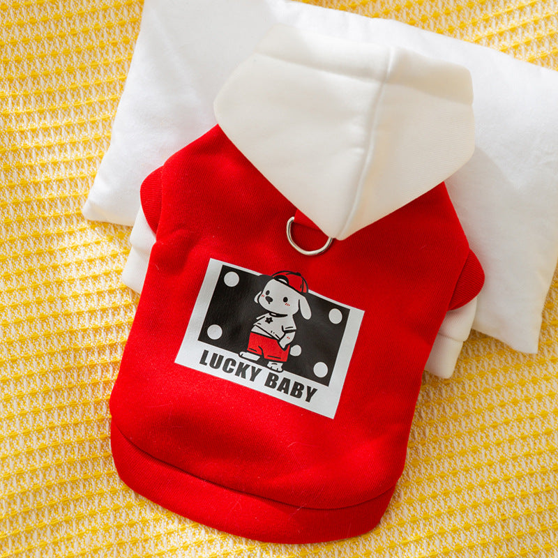 New autumn and winter Korean version dog cute cartoon small and medium-sized dog bear sweatshirt cat Teddy pet dog clothes