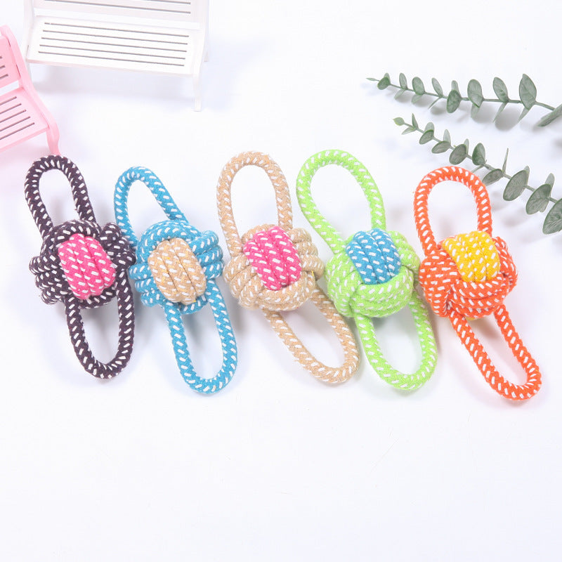 Factory direct sales of pet cotton rope toys, dog teething and chewing resistant toy ropes, hand-woven to relieve boredom and interactive toys