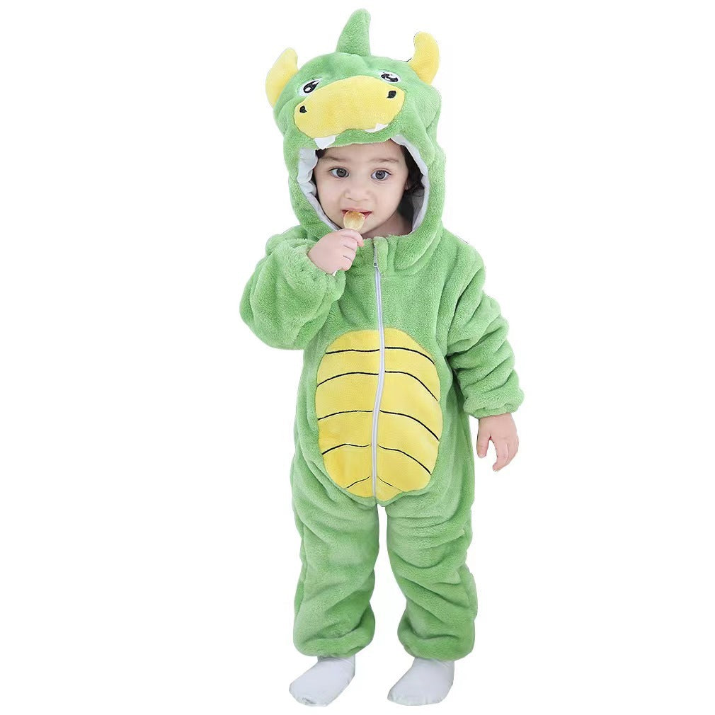 Cross-border autumn and winter baby jumpsuits, newborn clothes, flannel children's animal rompers, baby rompers