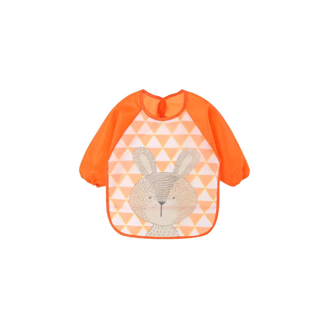 Autumn and winter baby double-layer coveralls children's wash-free meal clothes infant bibs cartoon reverse wear eating clothes drawing clothes