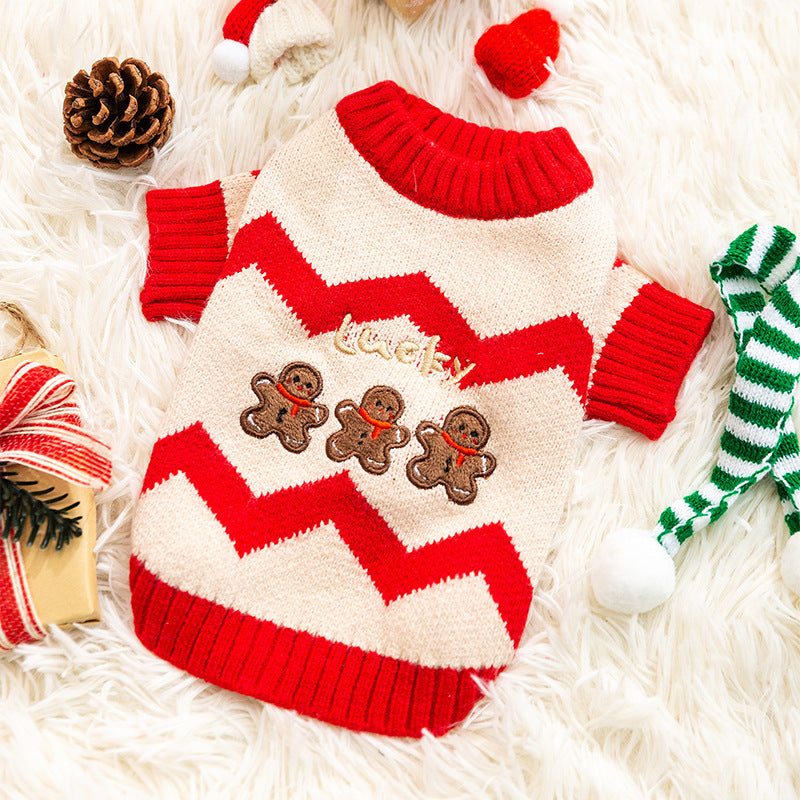 Puppy Autumn and Winter Christmas Elk Pet Sweater Cat Two-legged Knitted Sweater Warm Teddy Pet Clothes