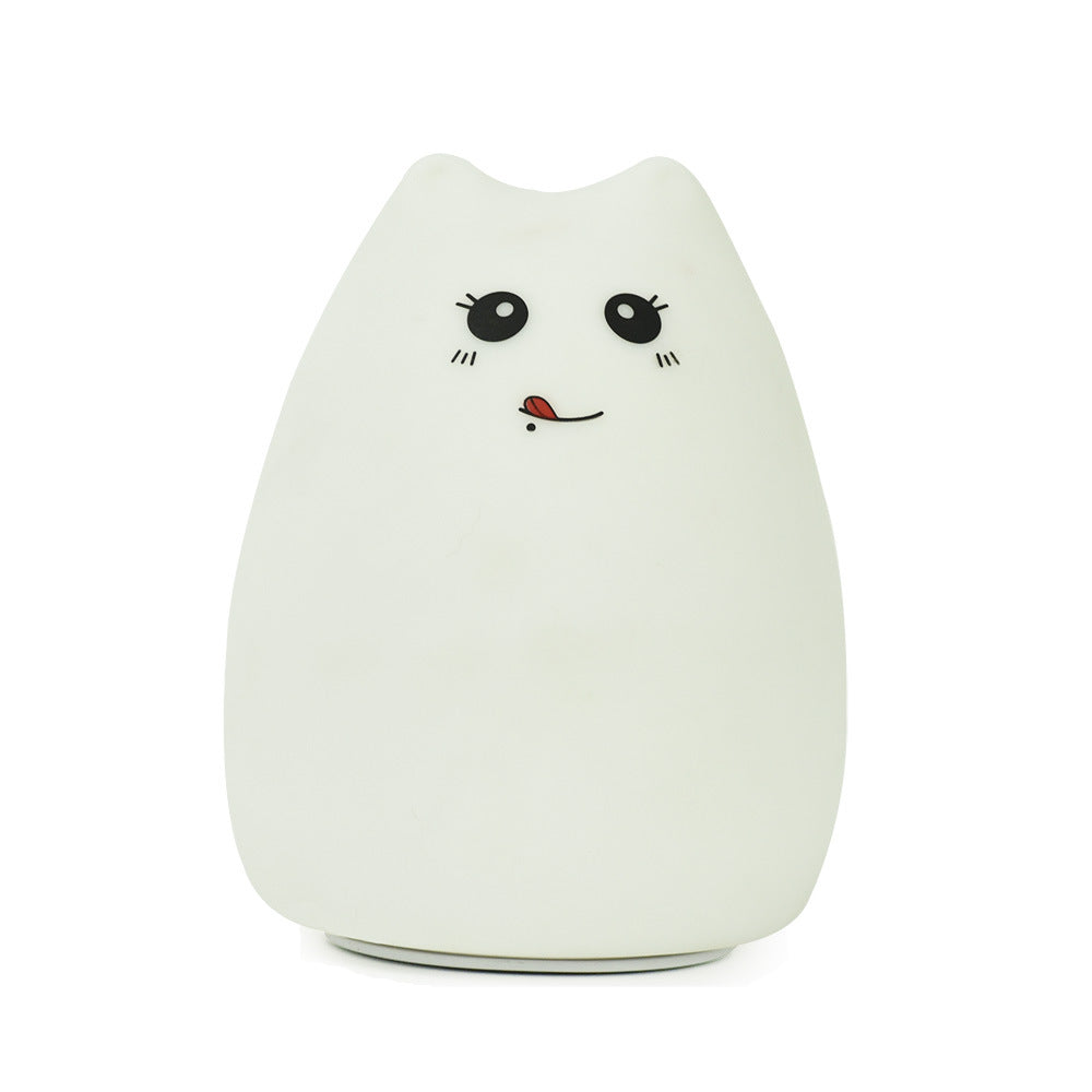 Cartoon cat silicone lamp Colorful color changing silicone animal lamp Desktop patting night light