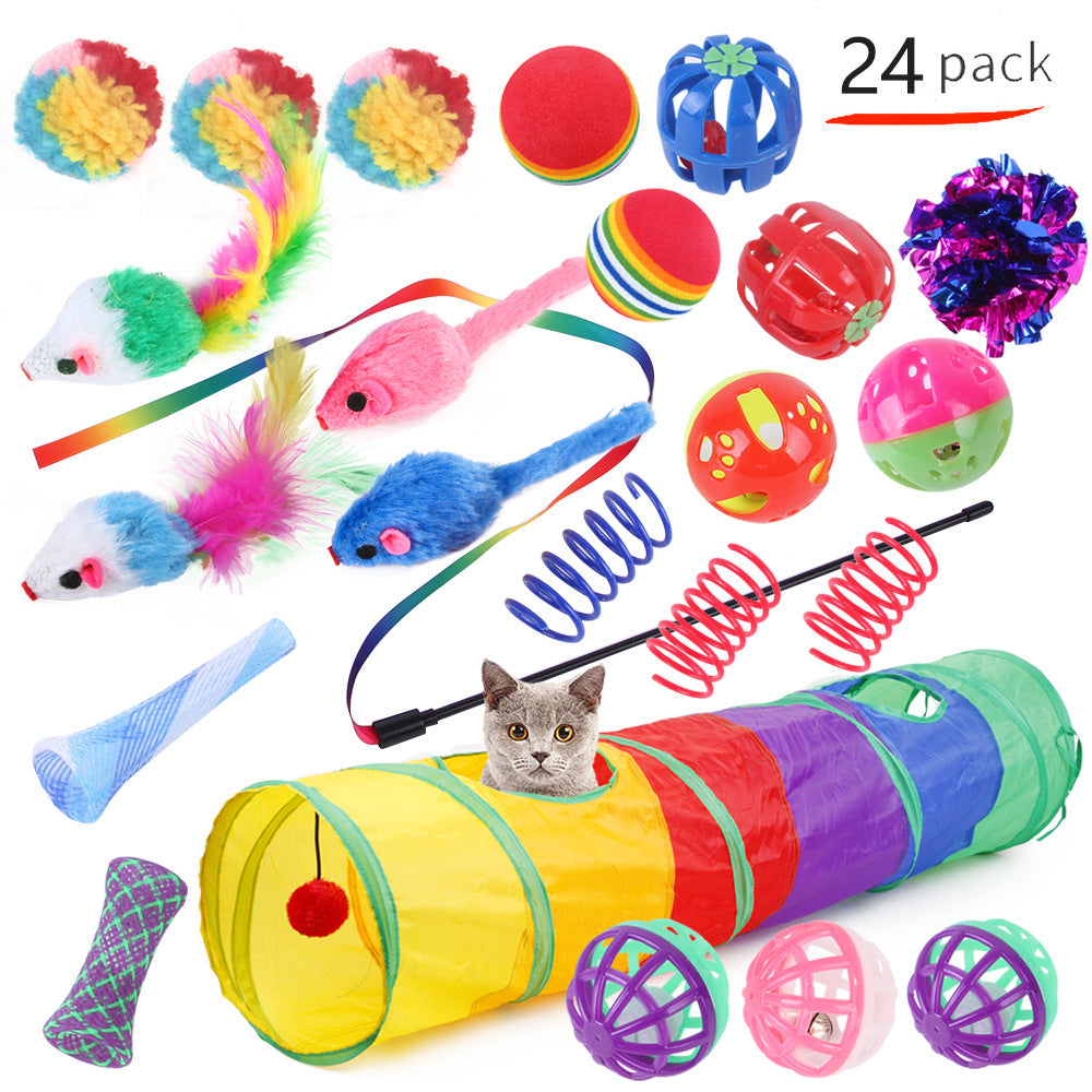 Summary of pet cat toy set 21 pieces cat channel cat teaser plush mouse Amazon combination toy
