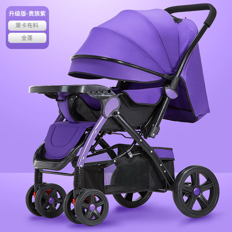 Baby stroller for children, lightweight and easy to fold, can sit and lie down with umbrella, good driver, four wheels and high view