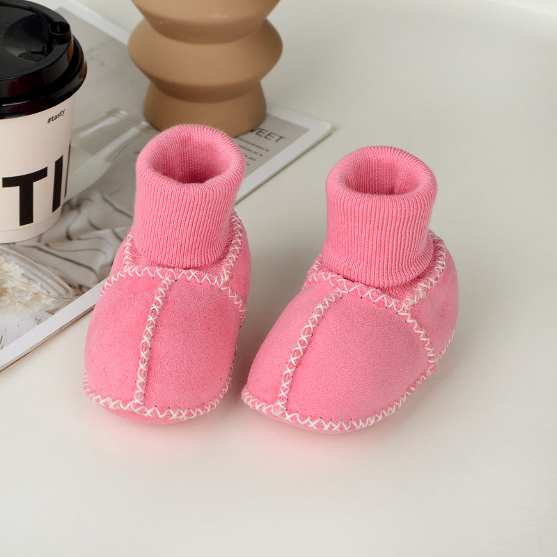 Baby toddler shoes soft sole winter 0-1 years old warm imitation sheepskin fur integrated baby shoes floor socks indoor shoes