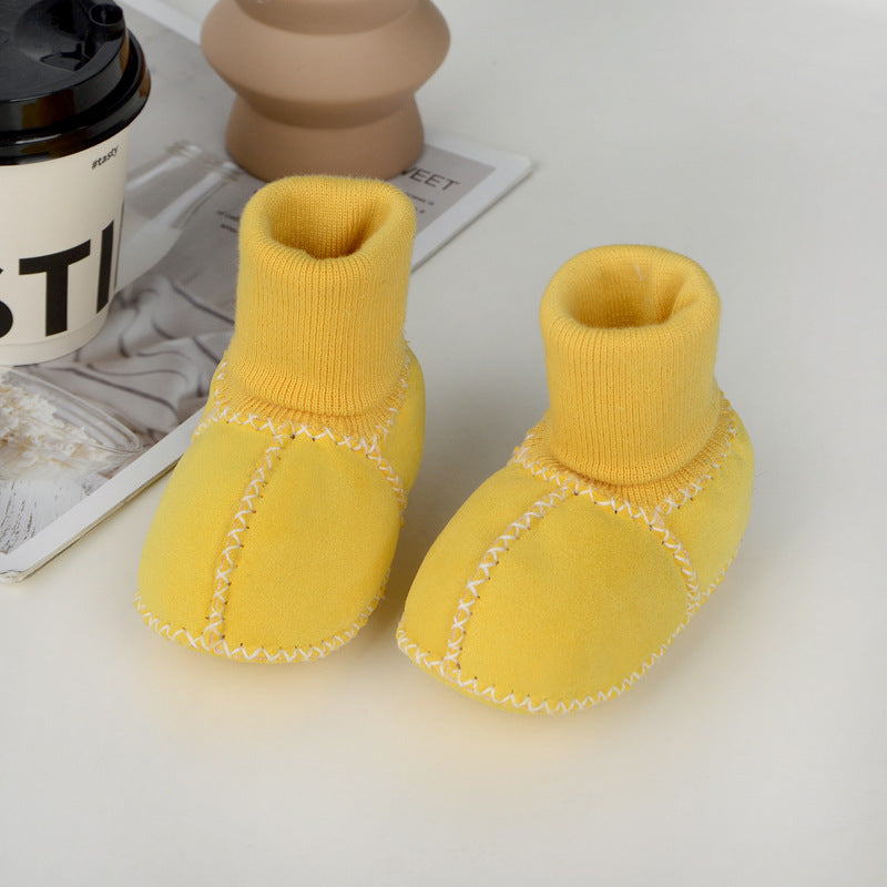 Baby toddler shoes soft sole winter 0-1 years old warm imitation sheepskin fur integrated baby shoes floor socks indoor shoes