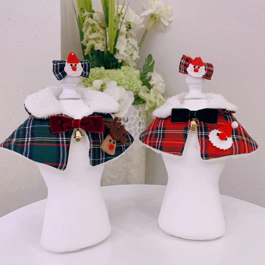 Pet Christmas clothes scarf cloak clothing New Year cat dog shawl neckband Teddy Bichon puppy cloak