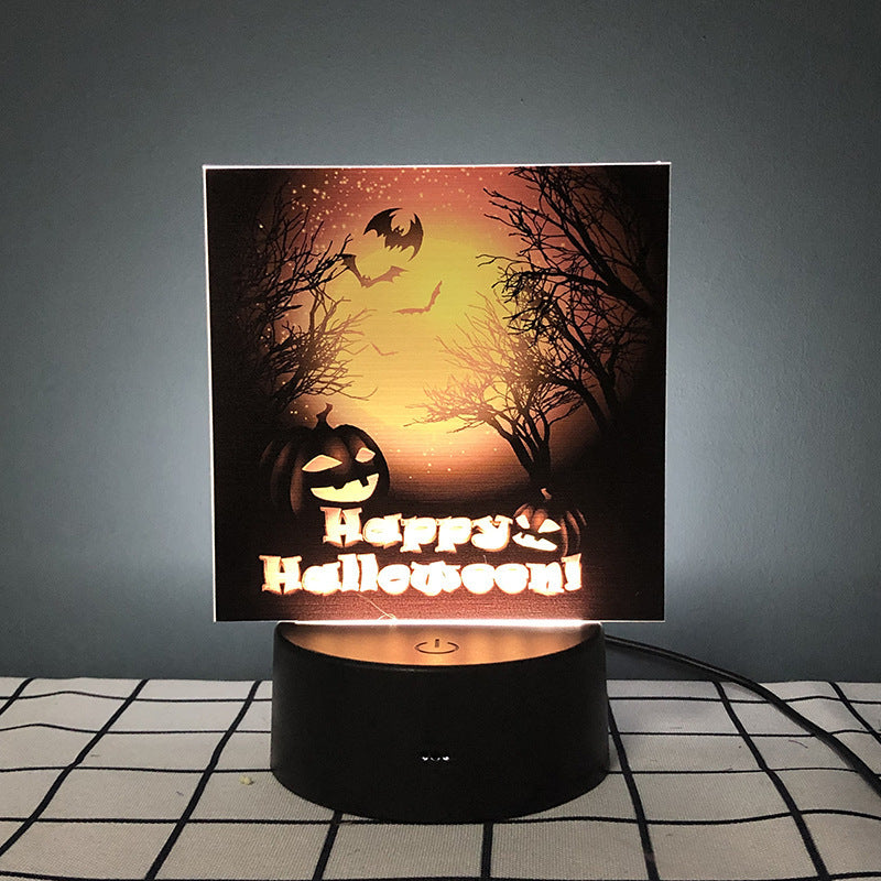 Cross-border European and American Halloween creative products pumpkin bat pattern night light scene layout props night decoration
