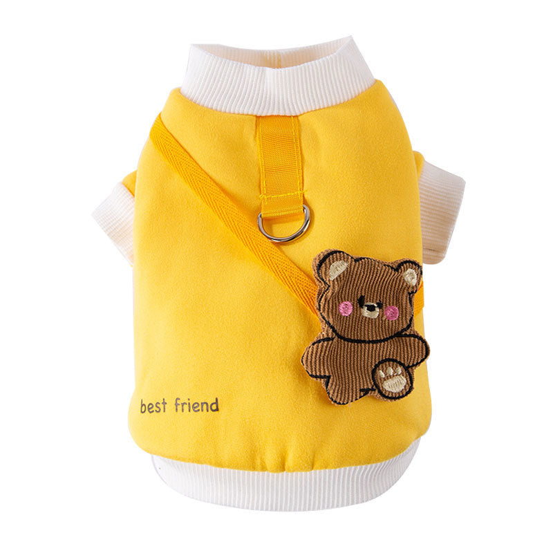 Autumn and winter dog clothes cartoon bear shoulder bag sweatshirt Teddy bear panda universal thin pet clothing