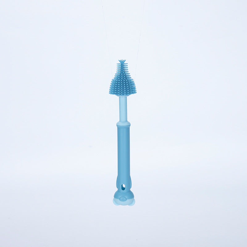 Multifunctional baby silicone bottle brush 360 degree rotating baby long handle pacifier brush can hang cup cleaning brush