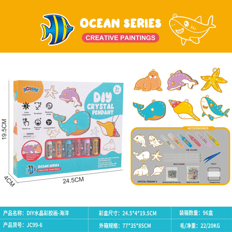 Children's baking-free glue painting crystal glue painting DIY Guka coloring pendant Christmas Halloween children's gift wholesale