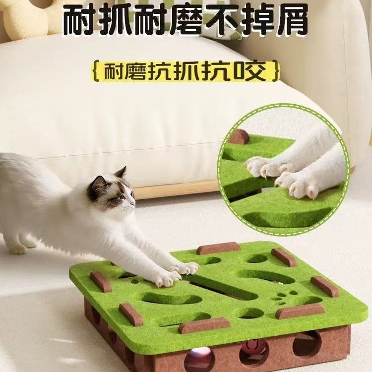 Cat Toy Self-entertainment Boredom Relief Artifact Kitten Pet Cat Puzzle Maze Hole Felt Box Cat Bell Ball