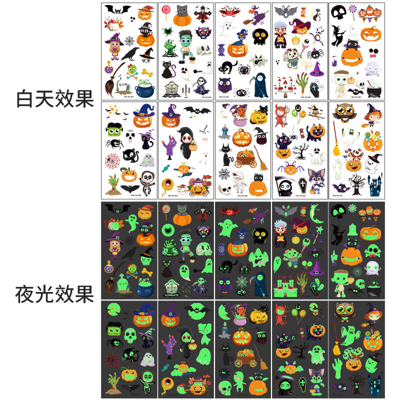 High-end Halloween luminous tattoo stickers for boys and girls festival temporary luminous tattoo stickers manufacturers wholesale