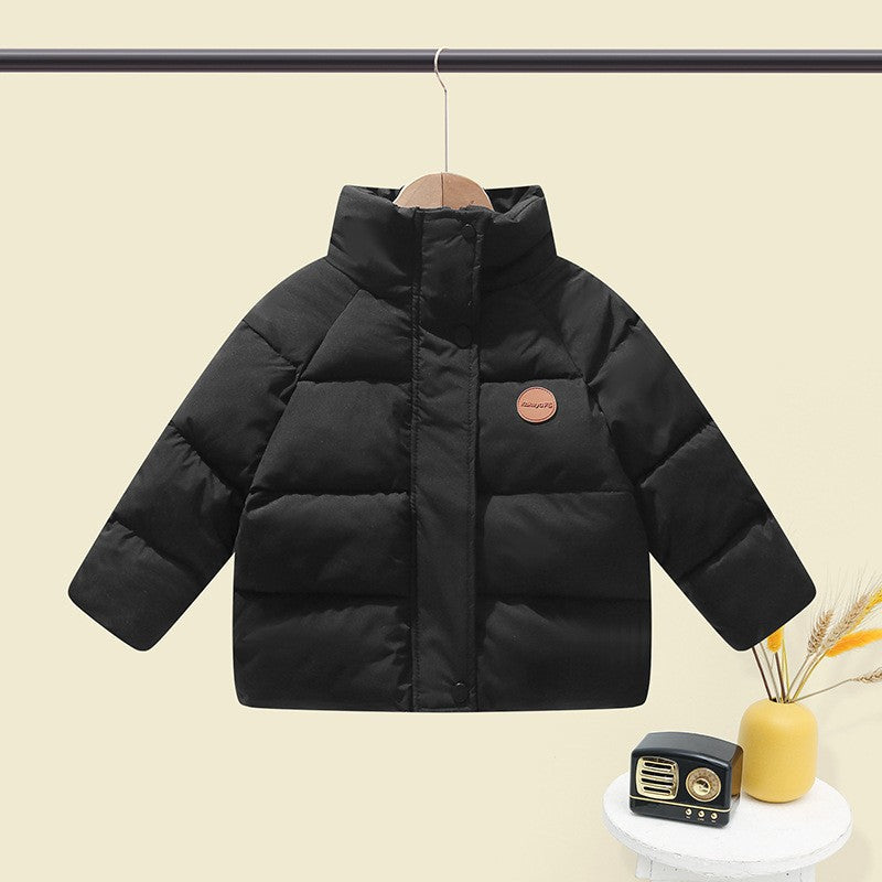 Children's down cotton jacket 2025 new children's clothing stand-up collar bread jacket baby thick cotton jacket middle and large children's top