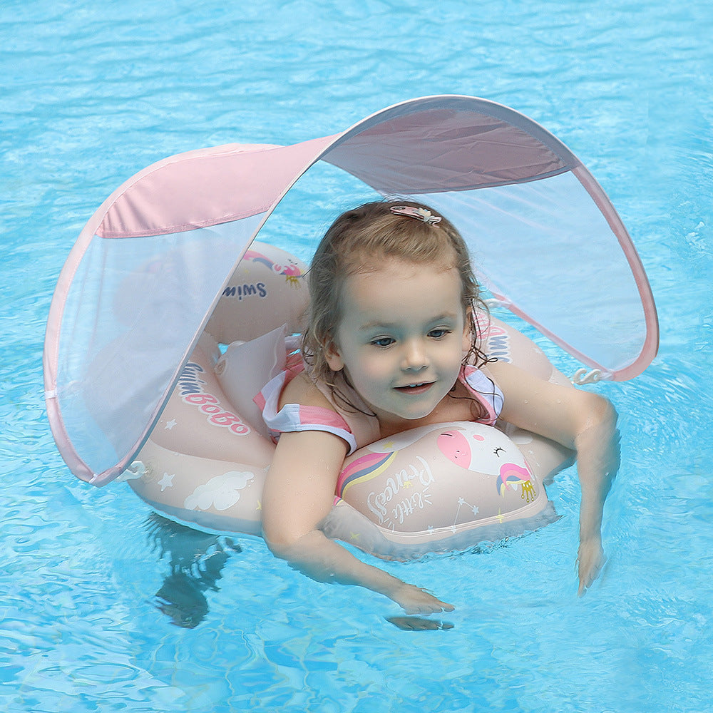 Swimbobo baby swimming circle lying circle children's swimming circle armpit circle sunscreen sunshade cross-border pink pony style