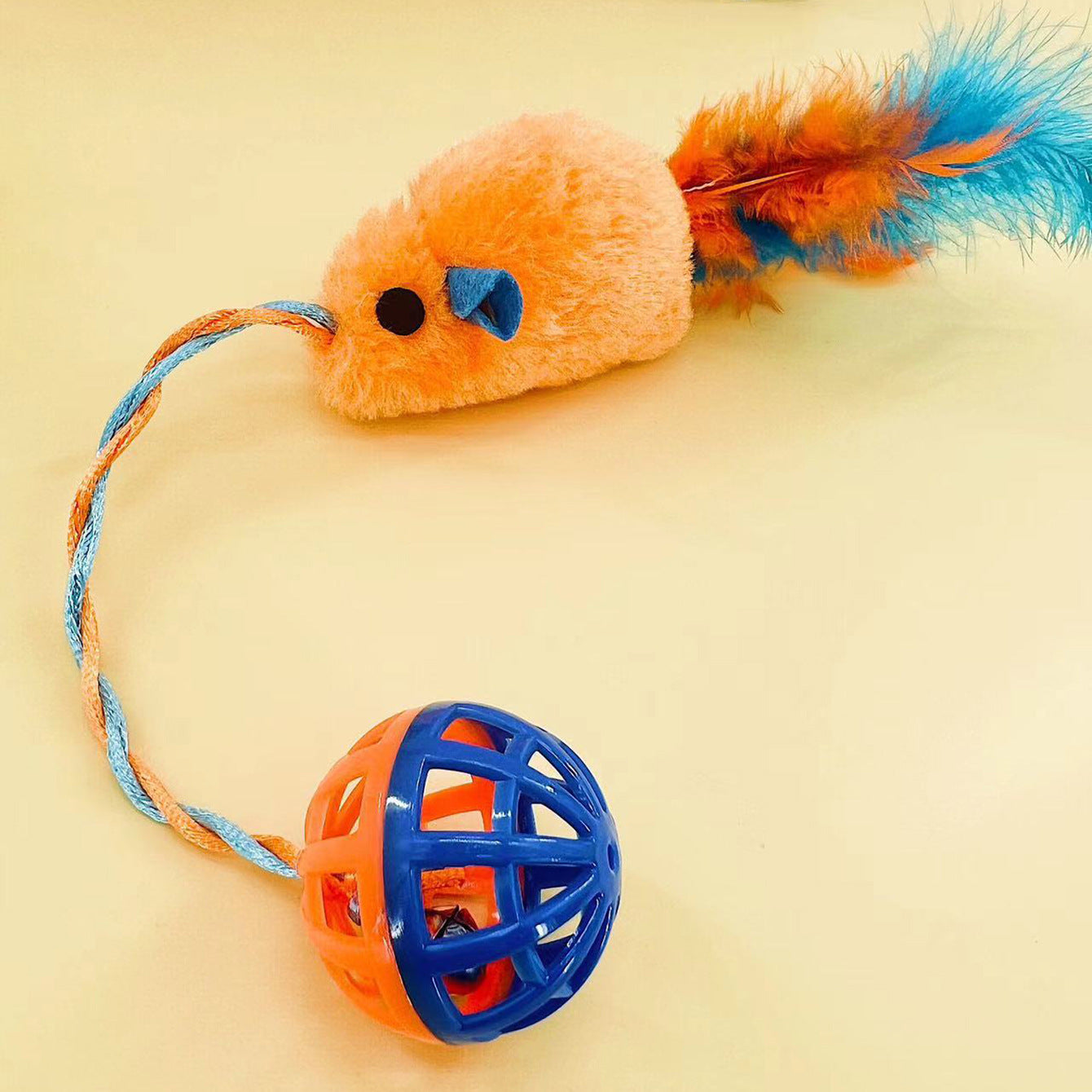 Cat Toys Plastic Bell Plush Mouse Cat Ball Sound Cat Supplies Pet Interactive Chewing Toy