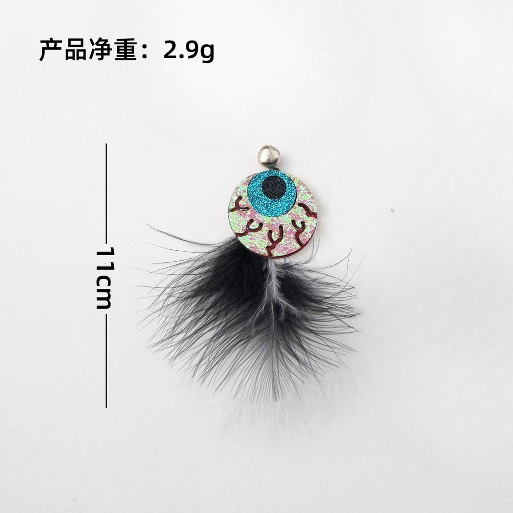 Cross-border new Halloween cat toys new cat teaser pumpkin ghost feather bell plastic cat toy manufacturer