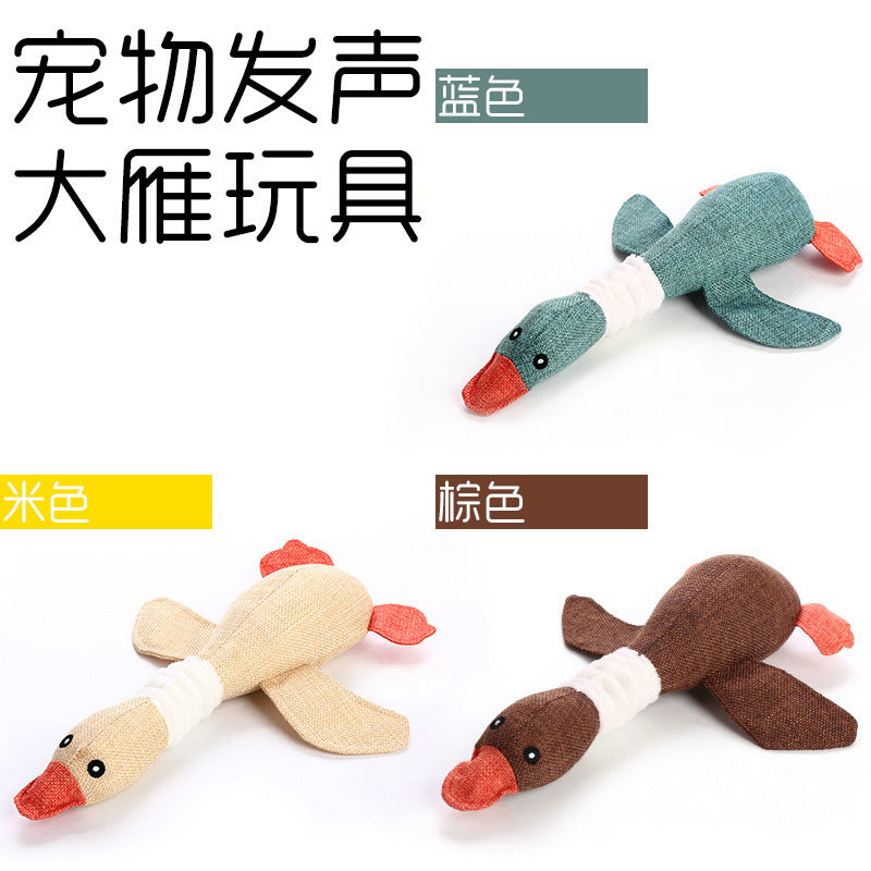Pet plush sounding toy denim linen wild goose cats and dogs universal simulation cute bite resistant manufacturers wholesale