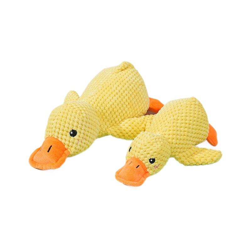 Dog toy plush sleeping duck chewing teeth sound to relieve boredom small and medium-sized dog pet sound toy little yellow duck