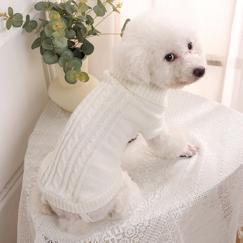 Amazon Pet Sweater Autumn and Winter Solid Color Small Dog Teddy Dog Sweater Pet Puppy Dog Clothes Wholesale