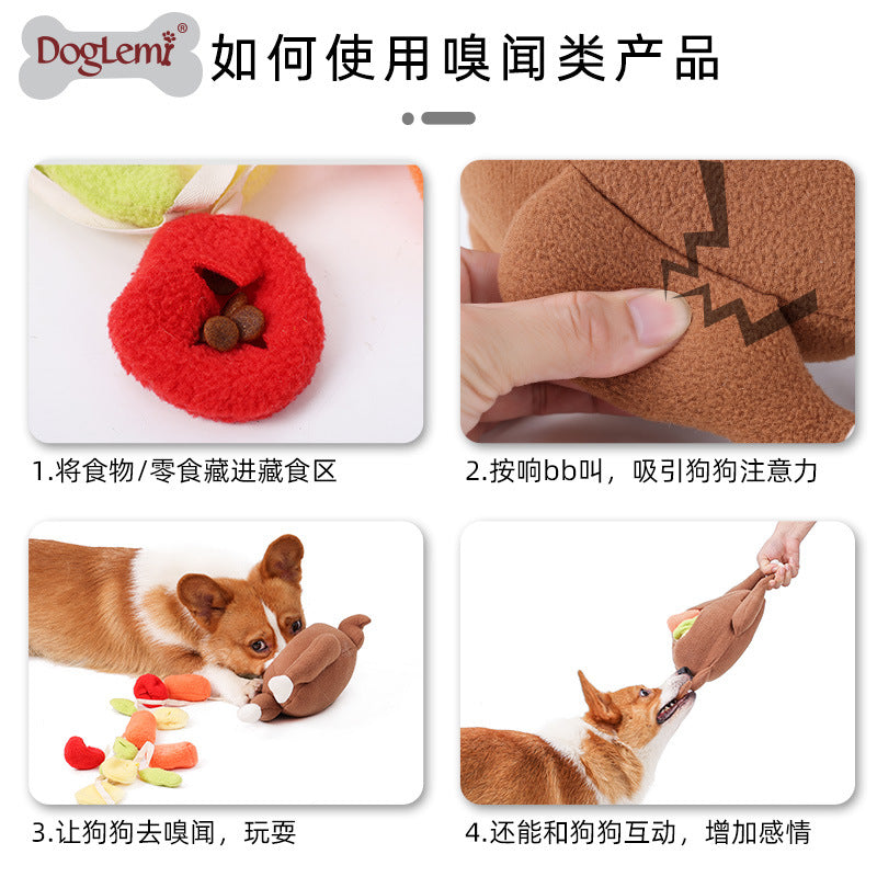 Halloween Roast Turkey Vegetables Sniffing Toys Pets Hiding and Skipping Food Consumption Physical Training Playing Plush Toys