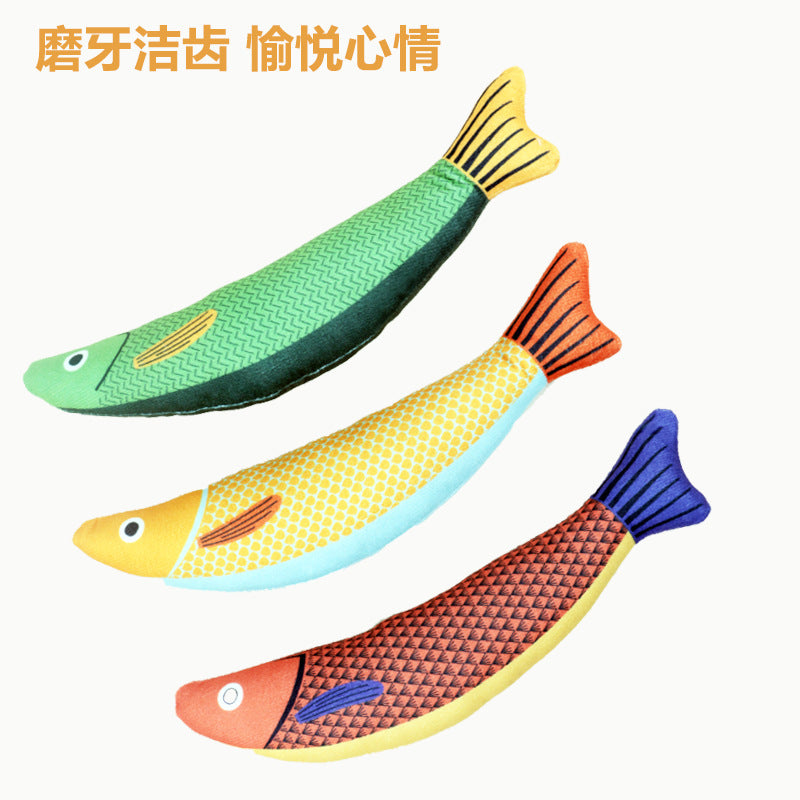 Cat Toy Cat Amusement Linen Fish Self-entertainment Catnip Fish Bite-resistant Cat Amusement Stick Simulation Mint Fish Pet Toy