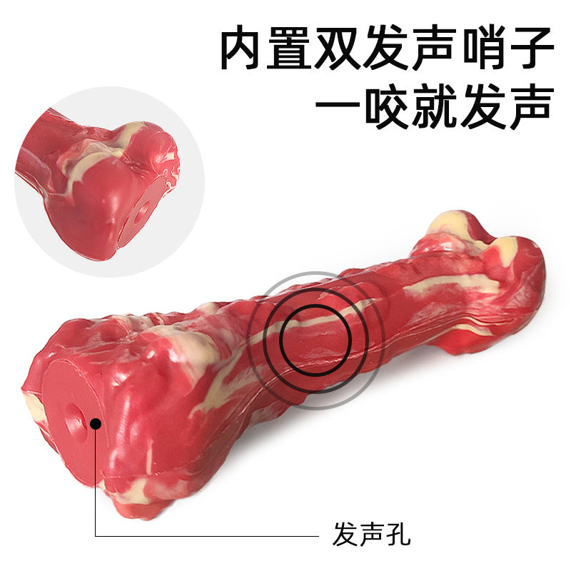 Amazon new dog chewing sound toy teeth grinding rubber simulation small bone leaking food pet toy