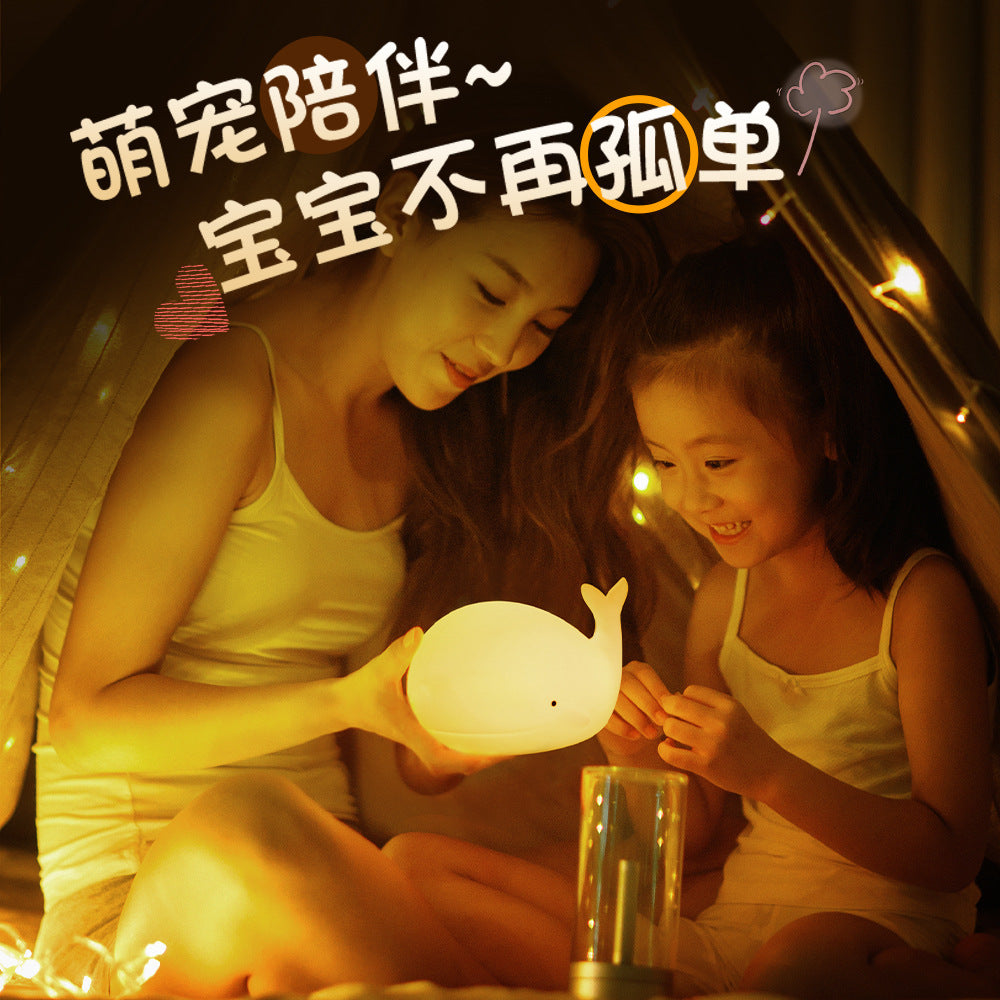 Creative marine silicone lamp whale night light bedroom children's night sleep eye protection gift atmosphere bedside lamp