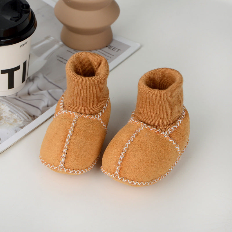 Baby toddler shoes soft sole winter 0-1 years old warm imitation sheepskin fur integrated baby shoes floor socks indoor shoes