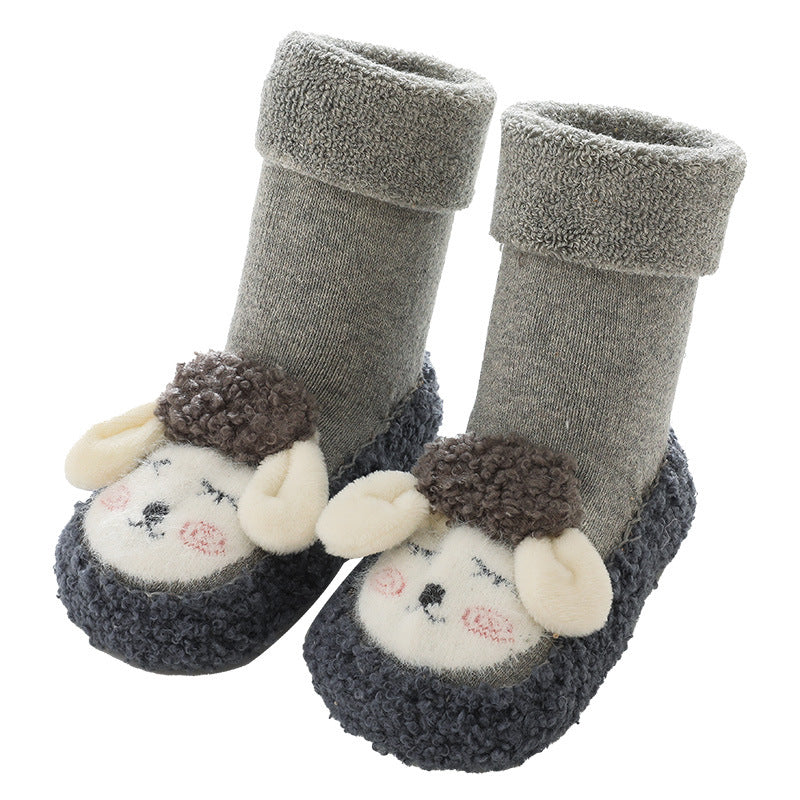 Liu Chengxing floor socks baby autumn and winter terry thickened children's toddler shoes and socks sets cartoon non-slip baby socks shoes