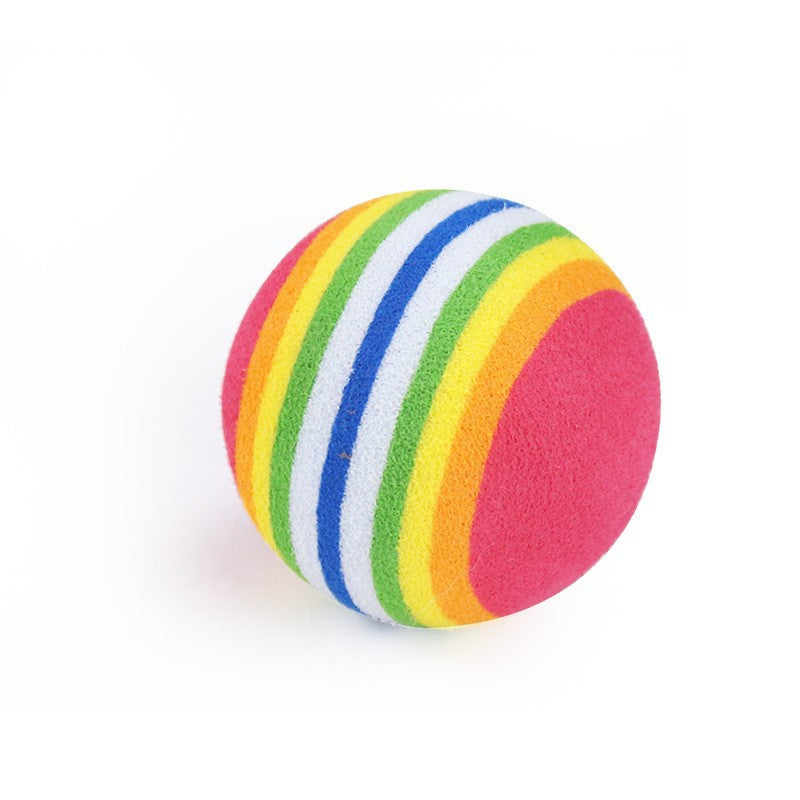 Rainbow toy ball cat solid elastic ball pet supplies kitten puppy ball toy cat ball EVA floating water