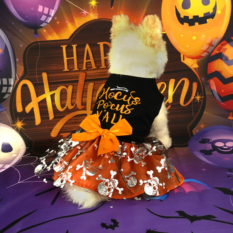 New pet skirt Amazon overseas pet clothes Halloween party dress mesh skirt factory agent