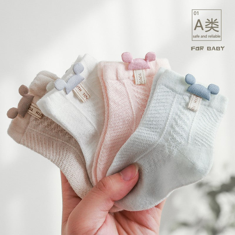 Newborn socks baby summer thin section baby boneless super cute cute middle tube socks 0-6 months wholesale baby