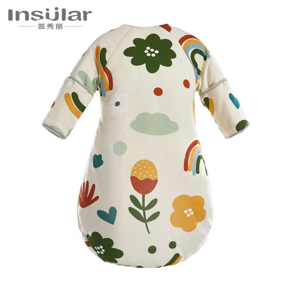 Autumn and winter baby sleeping bag children's bean velvet blanket thickened anti-kick quilt four seasons comfort baby sleeping bag cross-border