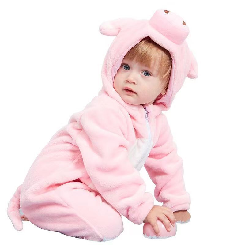 Cross-border autumn and winter baby jumpsuits, newborn clothes, flannel children's animal rompers, baby rompers