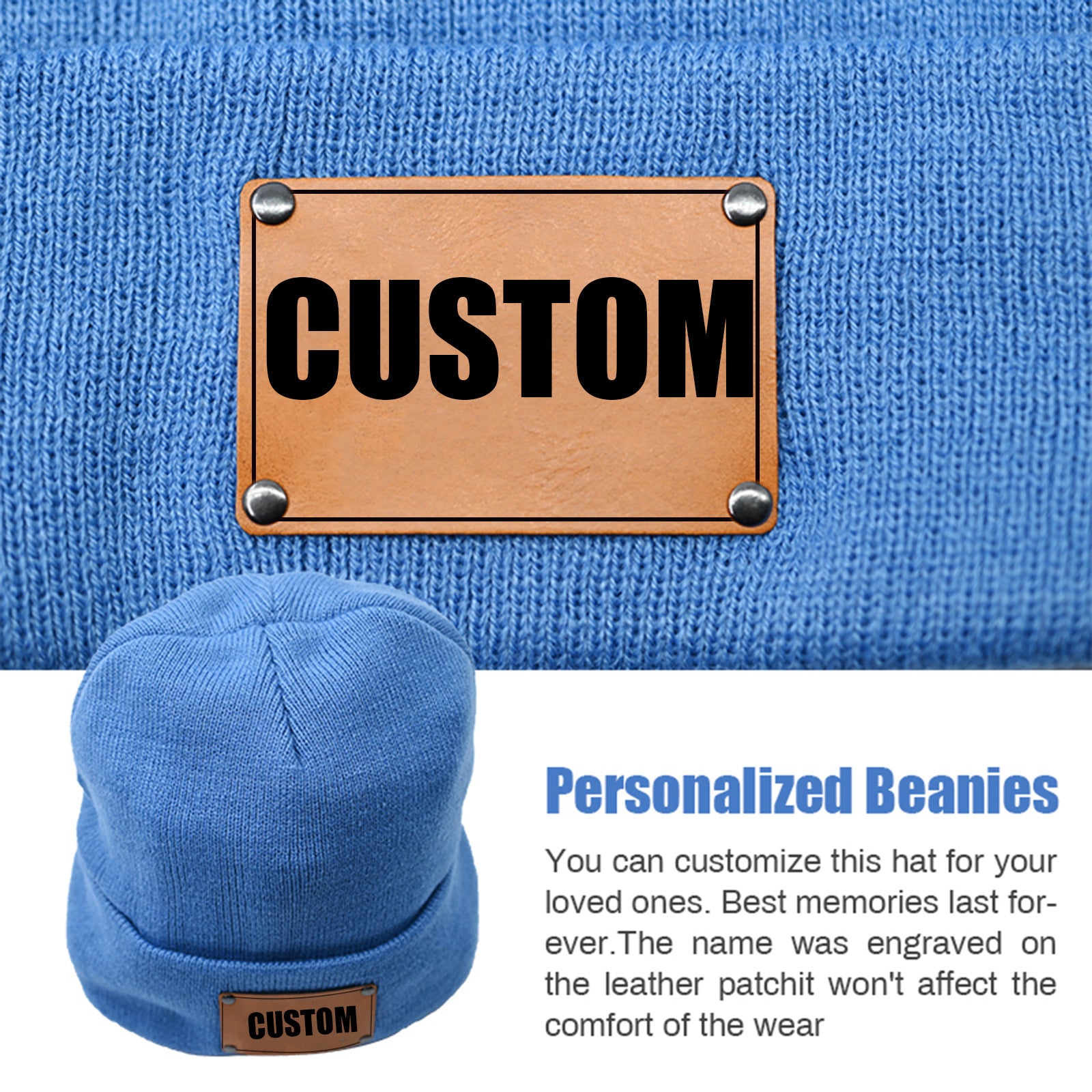 Engraved beanie, knitted baby beanie for toddlers boys girls adults