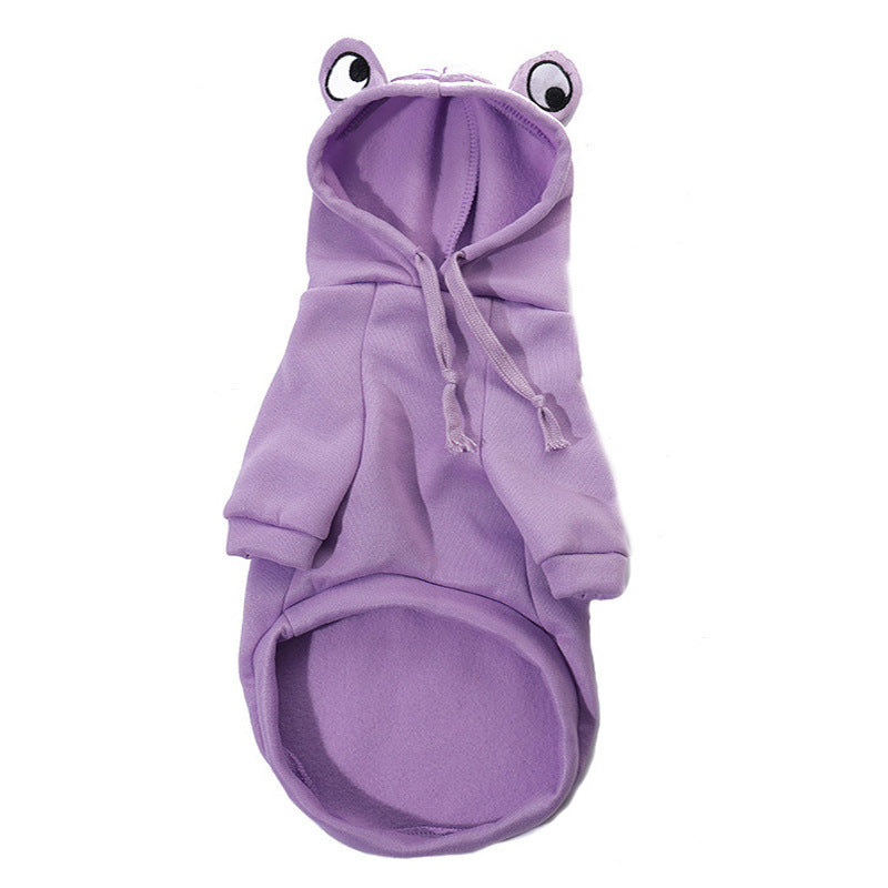 Cross-border puppy cat pet hooded cotton coat autumn and winter fleece warm frog sweater pet clothes dog clothing