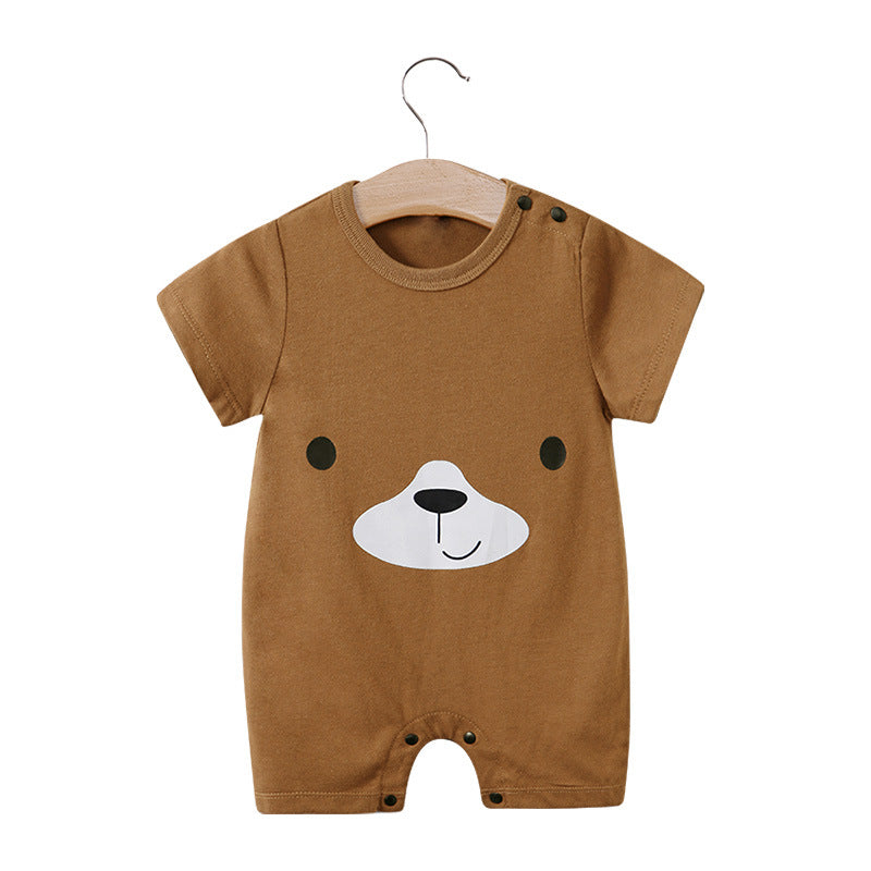 Baby jumpsuit summer clothes baby short-sleeved clothes ins style newborn cartoon animal crawling cotton romper