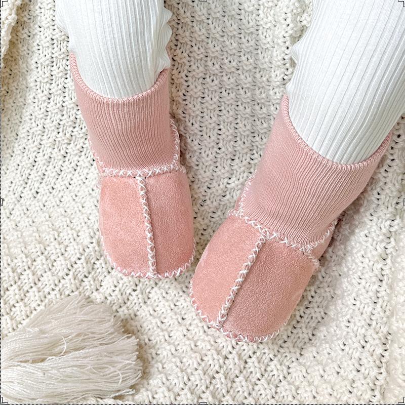 Autumn and winter newborn baby toddler shoes non-slip thickened anti-wool boys and girls do not fall off socks shoes soft sole